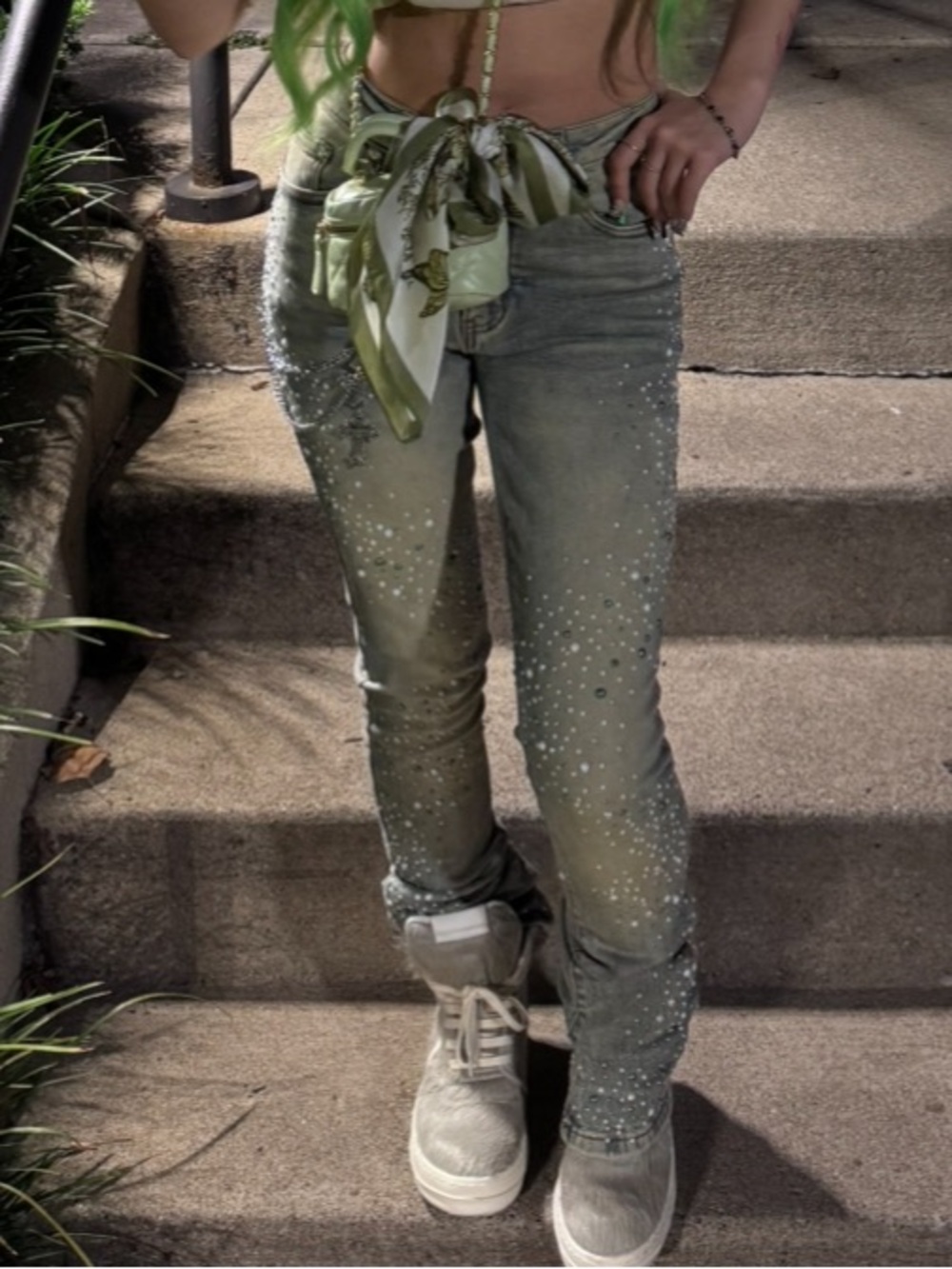 Guapi limited edition vintage olive pearls denim jeans. - Picture 7 of 7